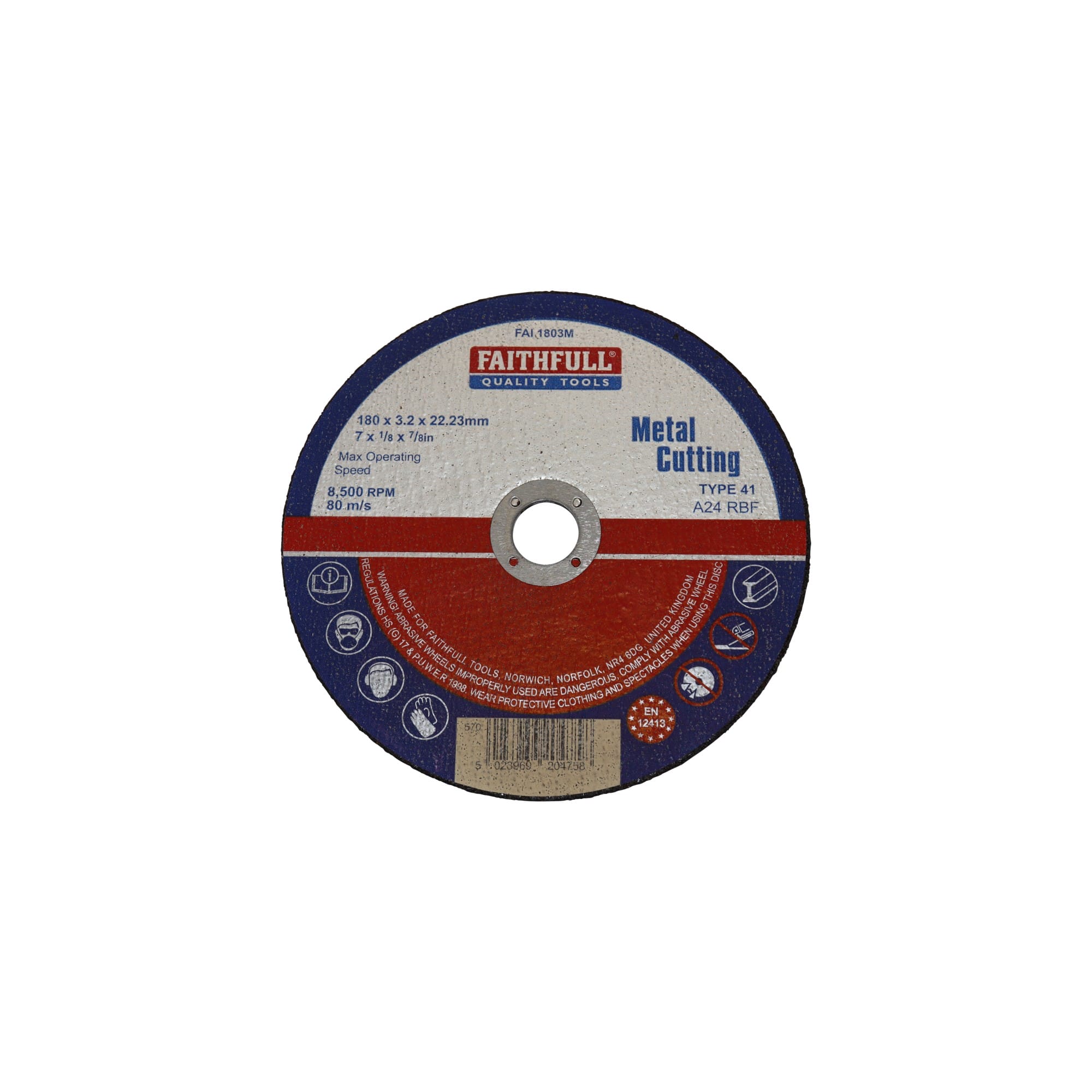 Faithfull Metal Cut Off Disc 180 mm 22.23 mm x 3.2 mm