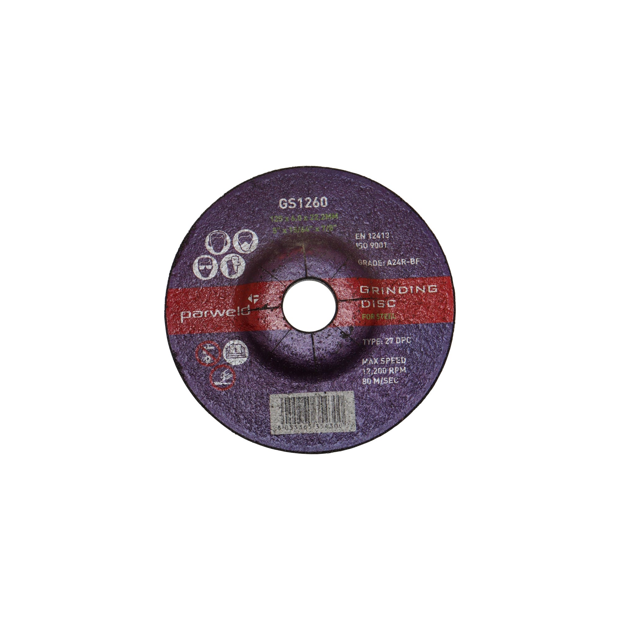 Parweld 125 mm x 6.0 mm x 22 mm D/P Grinding Disc