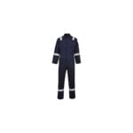 Navy F/R Bizweld Coverall c/w Hi-Vis Stripes - Size Large